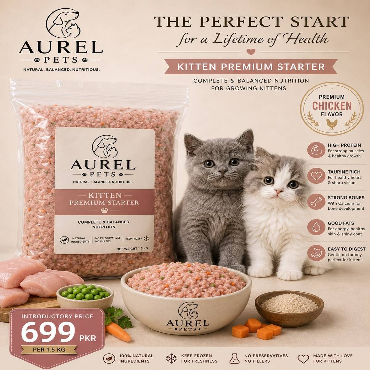 Aurel Pets Kitten Premium Starter - Premium Chicken FlavourFlavor Formula